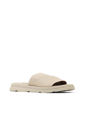 Bueno Shoes Cream Leather Women's Flat Slippers 01Wy9400