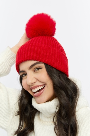 SOFT AKSESUAR Pompom Knitted Beret