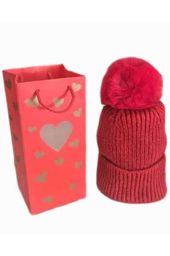 SOFT AKSESUAR Pompom Knitted Beret