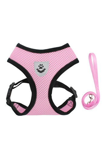 Choice M Pink Summer Cat Dog Harness Lead Leash Adjustable Vest Polyester Mesh Breathable Harnesses Reflect