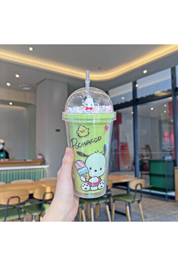 Choice E Anime Sanrio Water Bottle Hello Kitty Melody Kuromi Cinnamoroll Double-layer Plastic Cup Portable.