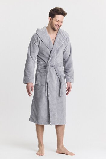 Mulberry Triga Men's Bathrobe 100% Cotton Hooded