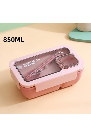 Choice Pink-850ML 850ml/1100ml Portable Lunch Box Microwave Bento Boxes with Tableware for Kids School Offi