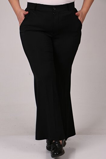 Eslina 29031 Plus Size Flared Trousers - Black