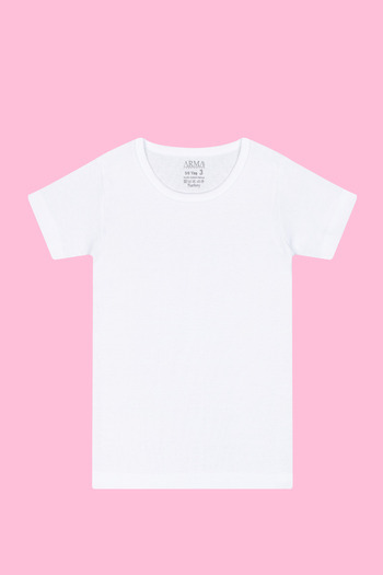 Arma Yıldız Girl's Undershirt T-Shirt Short Sleeve White 100% Cotton Rib