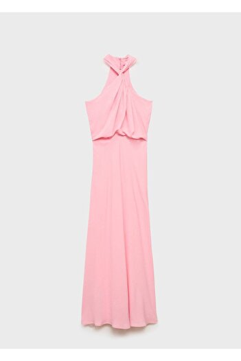 MANGO Woman Sırt dekolteli halter yaka elbise