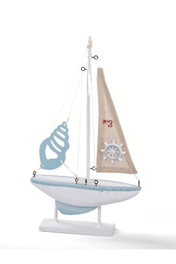 MUKKO HOME Ahşap Marin Denizci Temalı Yelkenli gemi tekne Biblo  Ofis dekorasyon - 18x31,5 cm