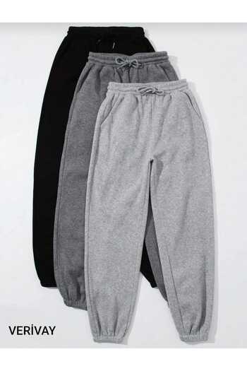 Verivay SET Pantaloni de trening cu picior de cauciuc cu talie înaltă - 3 buc. Sportwear Company