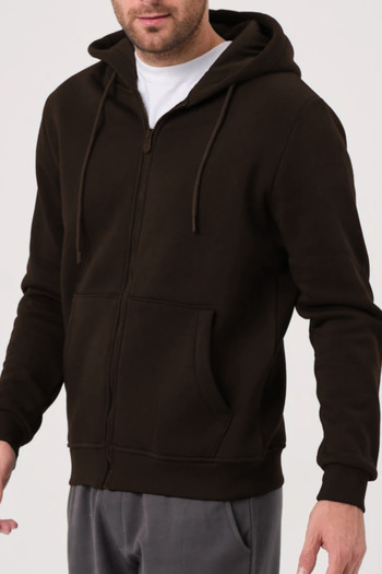 ruNadeS Καφέ Απλό Unisex Oversize (3 ΚΛΩΣΤΕΣ) Χοντρή Ζακέτα Fleece Εσωτερικά
