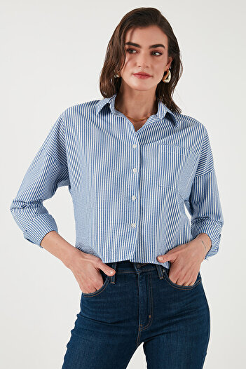 Lela Regular Fit Striped Chest Pocket Textured Shirt Shirt 6772870