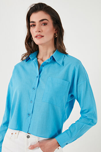 Lela Cotton and Linen Blended Regular Fit Short Front Long Back Shirt Shirt 6772867