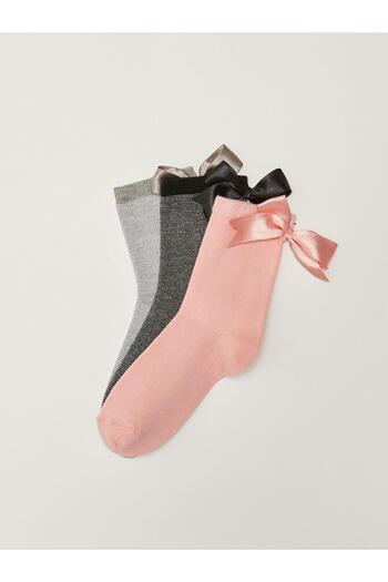 LC Waikiki Bow Detailed Girl's Sock Socks 3-Piece
