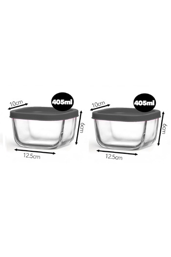 LAV Feyzade Cube 2Pcs 405Cc Gray Lid Storage Set - Cub-235
