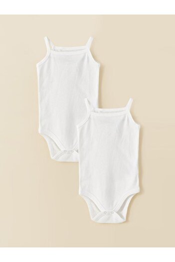 LC Waikiki Square Collar Strap Basic Baby Girl Snap Body 2-Piece (S3)
