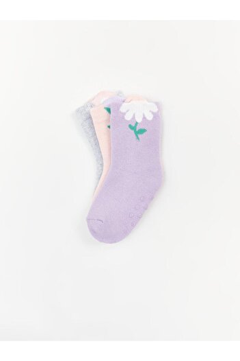 LC Waikiki LCW бебешки чорапи с цветя за момиченца, 3 чифта (W4)