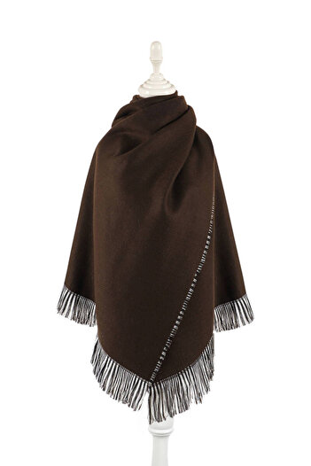 Bursa İpek Brown Double Sided Winter Shawl