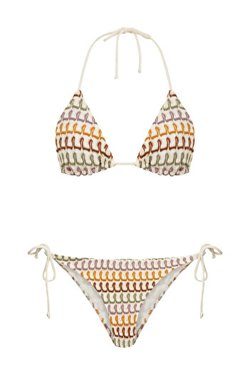 AQUELLA Knitwear Colorful Triangle Bikini Set