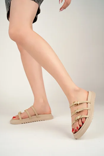 meyra'nın ayakkabıları Women's Skin Skin 3 Buckle Orthopedic Sole Slippers