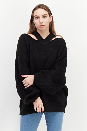Replay Women Halter Neck Knitted Sweaters, Black