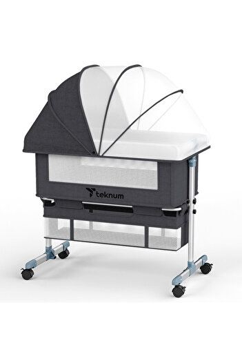 TEKNUM Moonlight Bedside Crib - Dark Grey