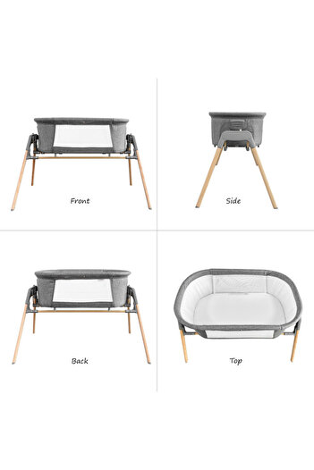 TEKNUM 3 - IN - 1 Baby Rocker Bassinet / Infant Crib w / Mosquito net - Grey