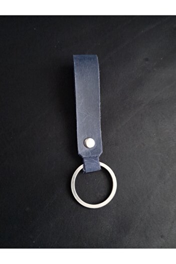 BSN Store Genuine Leather Key Chain Navy Blue