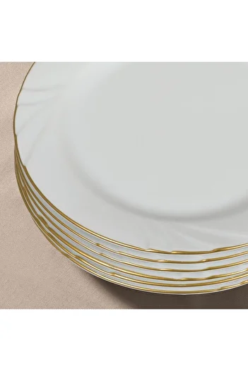 Güral Porselen Güral Porcelain Soprano - 6 Pieces 20 cm Cake Plates, Matte Gold
