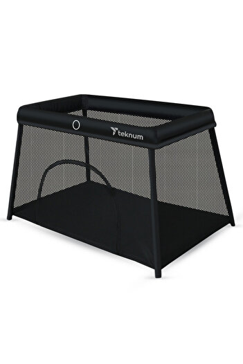 TEKNUM Portable Quick fold Playard & Cot with Zipper Door & Carry Bag - Midnight Black