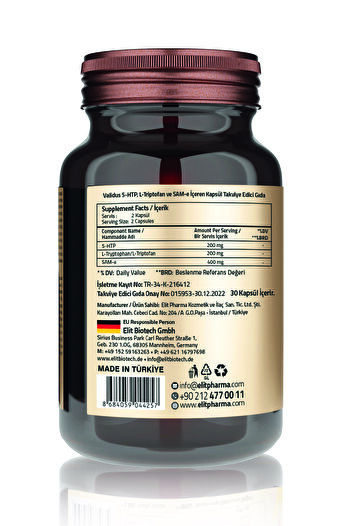 Validus Extra Smile 5- http 200 Mg L- Tryptophan 200 Mg Sam-e 400 Mg 30 Capsules