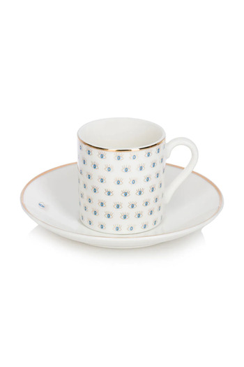 LC Waikiki 2-Person Porcelain Coffee Cup Set with Printed Stylish and Modern Design