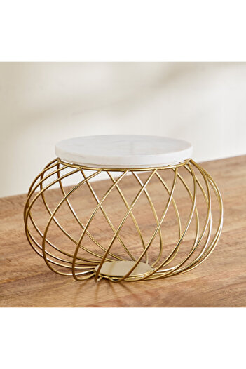 Home Box Willow Marble Cake Stand with Metal Stand 30x30x19.5 cm
