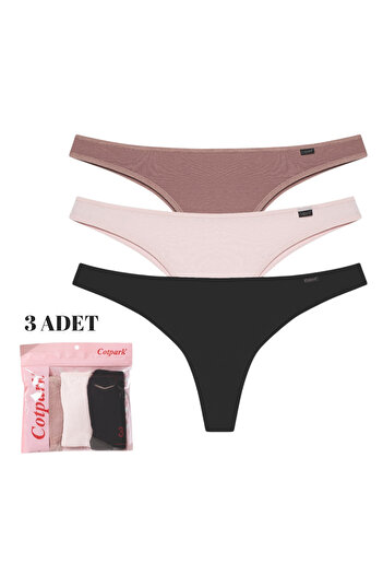 Cotpark Pachet de 3 chiloți bikini pentru femei din bumbac brazilian - 4118