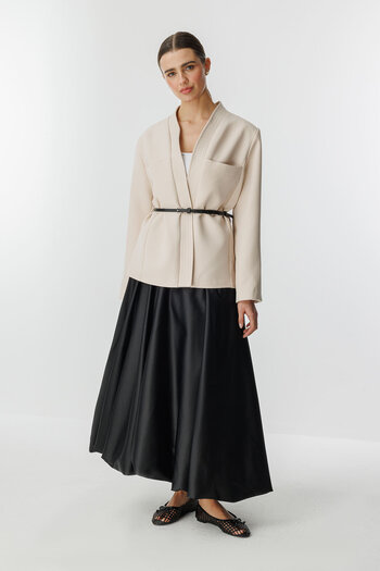 Hooopstore Andera Leather Belt Detailed Stone Jacket
