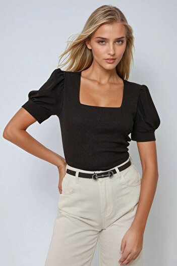 Hiccup Square Neck Corded Blouse