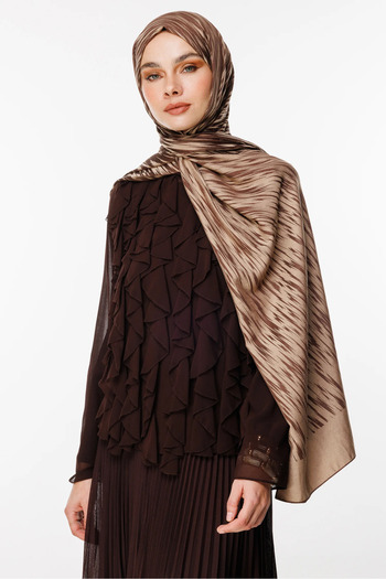 Mooncorn Selis Pattern Double-Sided Shawl Bitter Brown-Beige