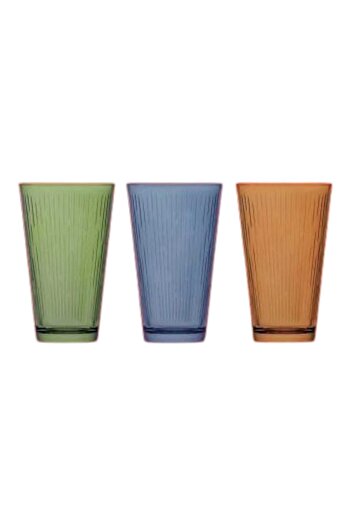 LAV Coral Nora Painted 3-Piece Colored Soft Drink Glass 325 Cc
