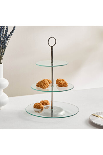 Home Box Coral 3-Tier Glass Cake stand