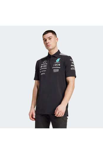 adidas Ανδρικό μαύρο μπλουζάκι πόλο Mercedes Amg Petronas Formula One Team (JW5391)