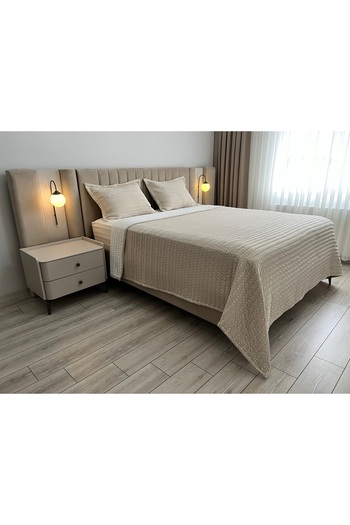 CANDAN ÇEYİZ Arlina Geo Filled Modern Brown Double Bed Cover