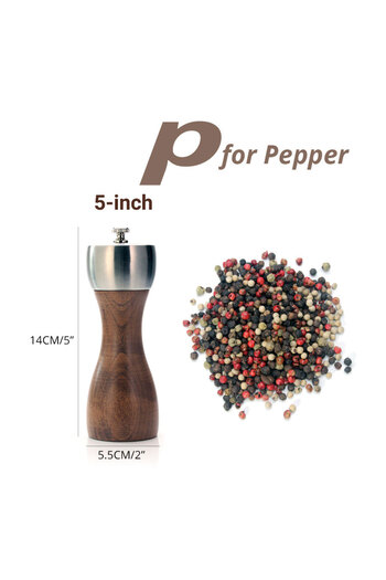 Choice 5 inch for pepper Leeseph Premium Beech Pepper Mill, Salt and Pepper Grinder - Precision Carbon Stee
