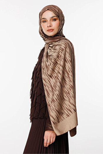 Mooncorn Selis Pattern Double-Sided Shawl Bitter Brown-Beige