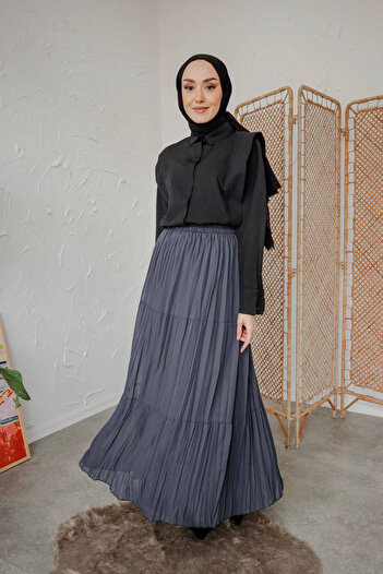 Poll Prive Dark Gray Chiffon Tiered Skirt