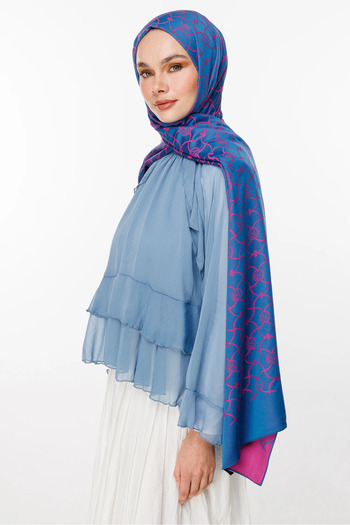 Mooncorn Σάλι διπλής όψης Marrakech Pattern Petrol Blue-Fuchsia