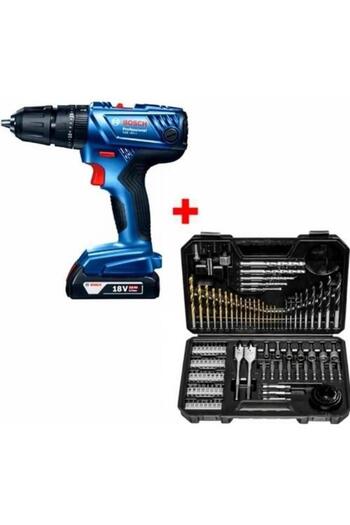 Bosch Gsb 180-lı 18v 2ah Darbeli Tek Akülü Vidalama Şarjlı Matkap Ve 103 Parça Karışık Aksesuar Seti