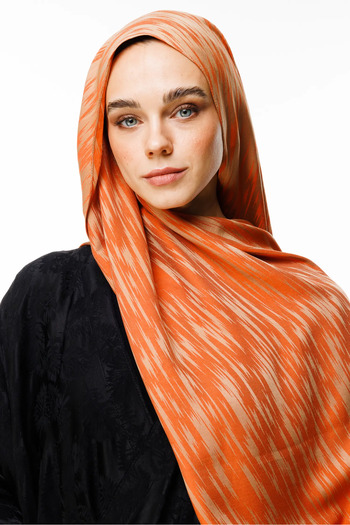Mooncorn Selis Pattern Rectangular Shawl Name: Mink-Cinnamon