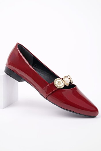 MUGGO Poena Brooch Detailed Single Strap Casual Women's Ballerinas