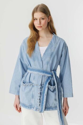 Hooopstore Sinna Knit Light Blue Denim Jacket