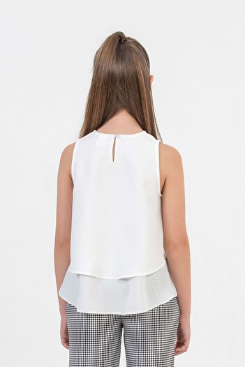 ww waka waka kids store White Layered Chiffon Girl's Blouse Summer Chic and Grace