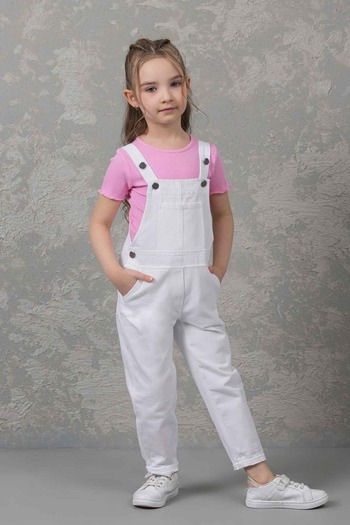 Hopi Kids Pocket Detailed Wide Leg 100% Cotton Girl's Jumpsuit