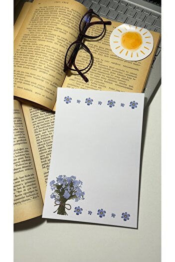 Handeto Kraft Blocnotes cu tematică florală violet - Caiet cu deschidere prin tragere, Blocnotes cu lipici, Caiet A5 fără linii